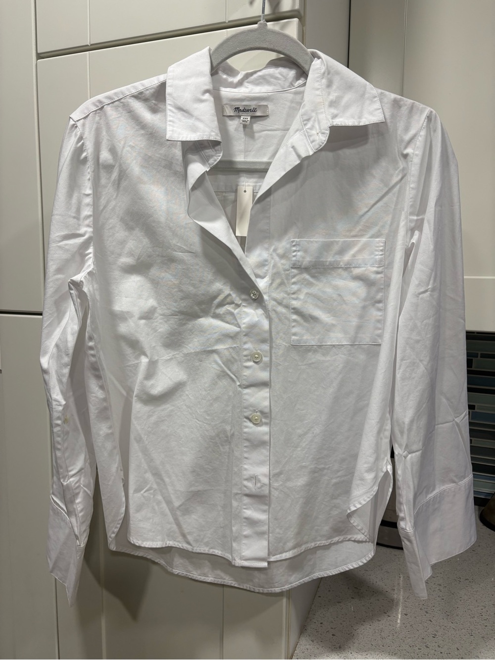 NWT Madewell The Signature Y-Neck Shirt in Poplin - Picture 6 of 10